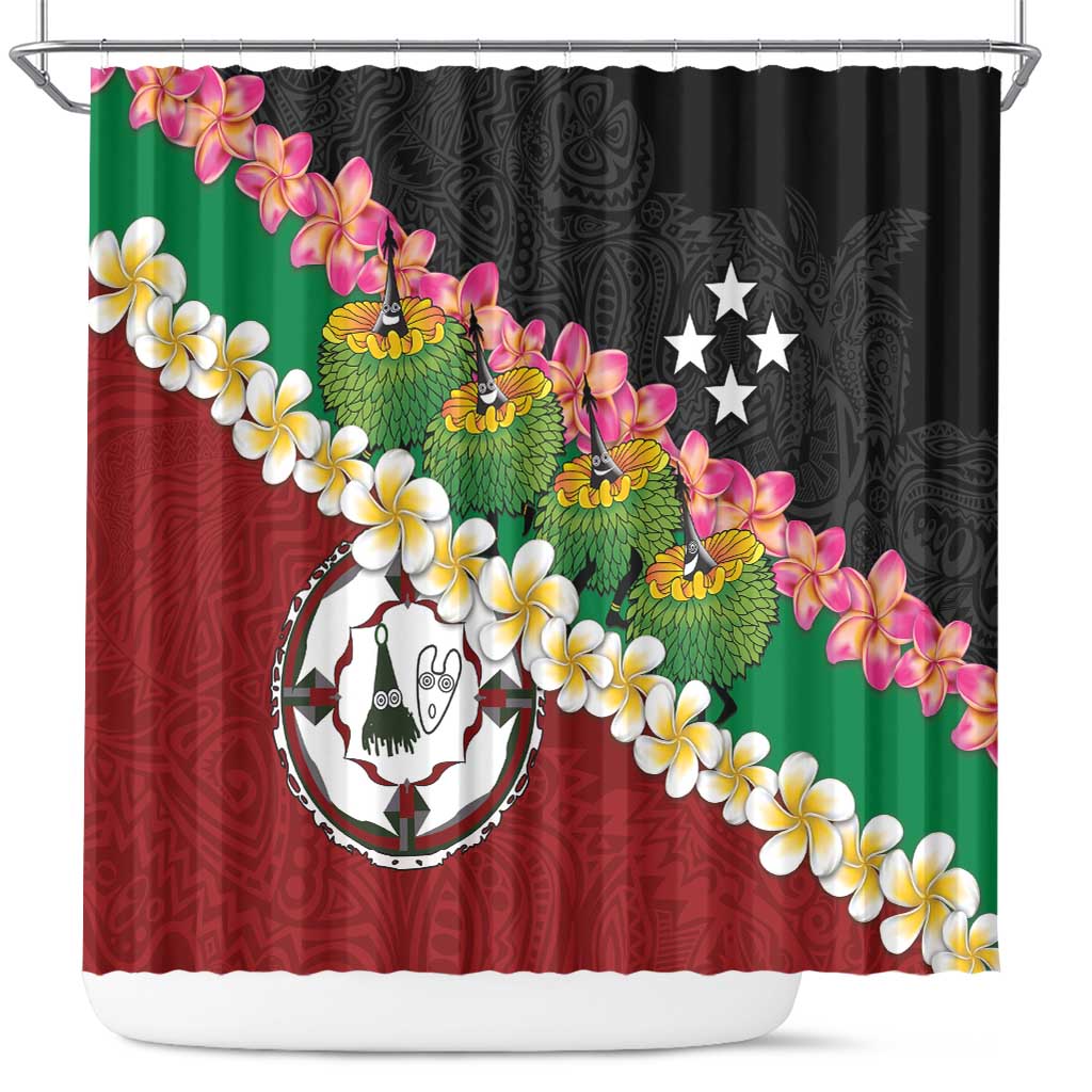 Frangipani Festival Rabaul East New Britain Shower Curtain Dukduk Dance With Plumeria LT14 Red - Polynesian Pride