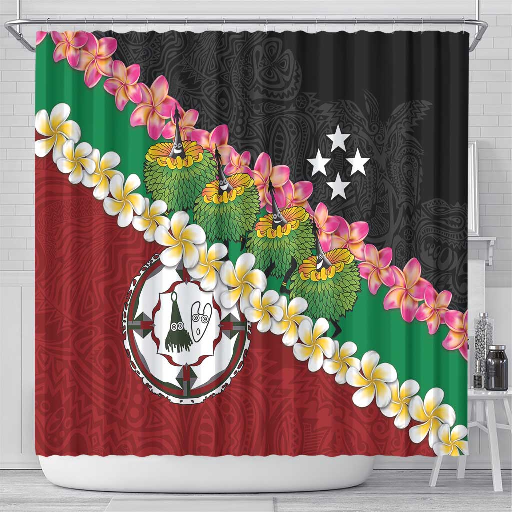 Frangipani Festival Rabaul East New Britain Shower Curtain Dukduk Dance With Plumeria LT14 - Polynesian Pride