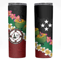 Frangipani Festival Rabaul East New Britain Skinny Tumbler Dukduk Dance With Plumeria LT14 Red - Polynesian Pride