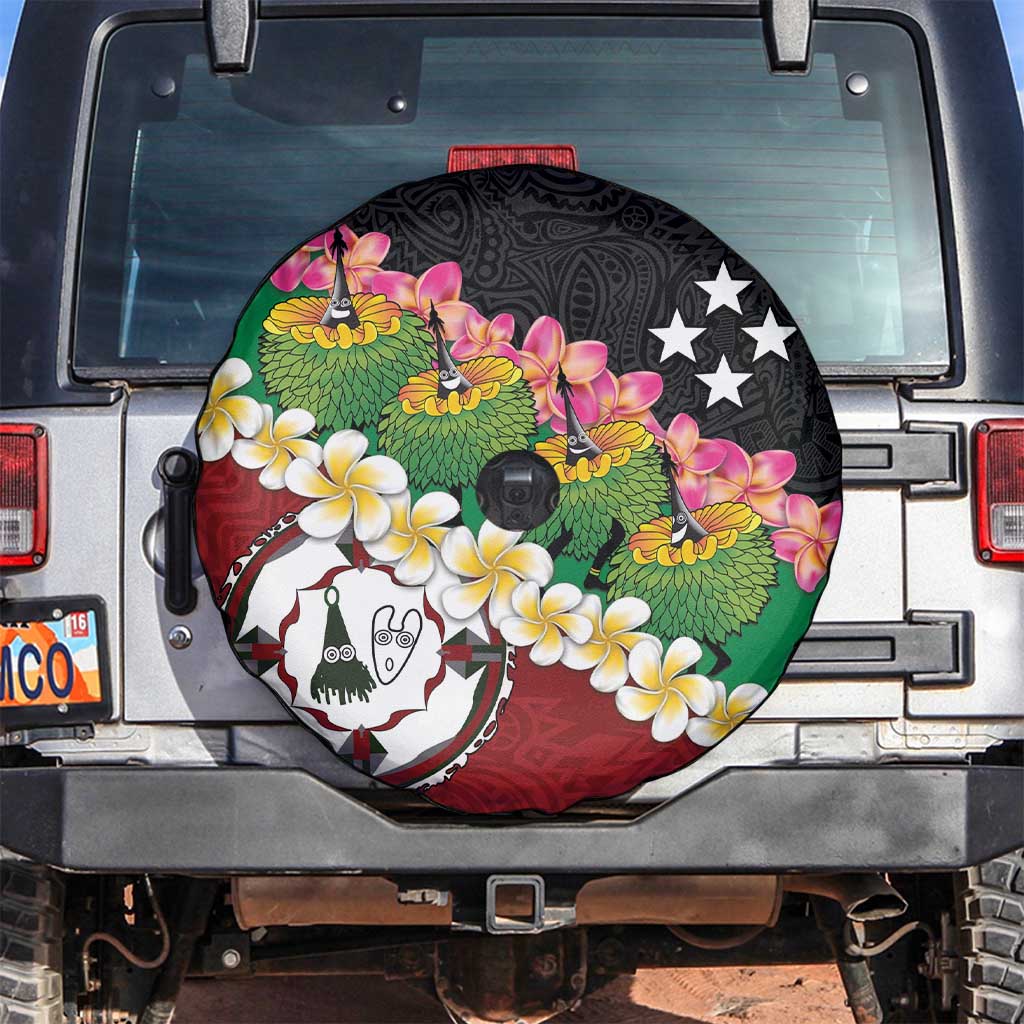 Frangipani Festival Rabaul East New Britain Spare Tire Cover Dukduk Dance With Plumeria LT14 Red - Polynesian Pride