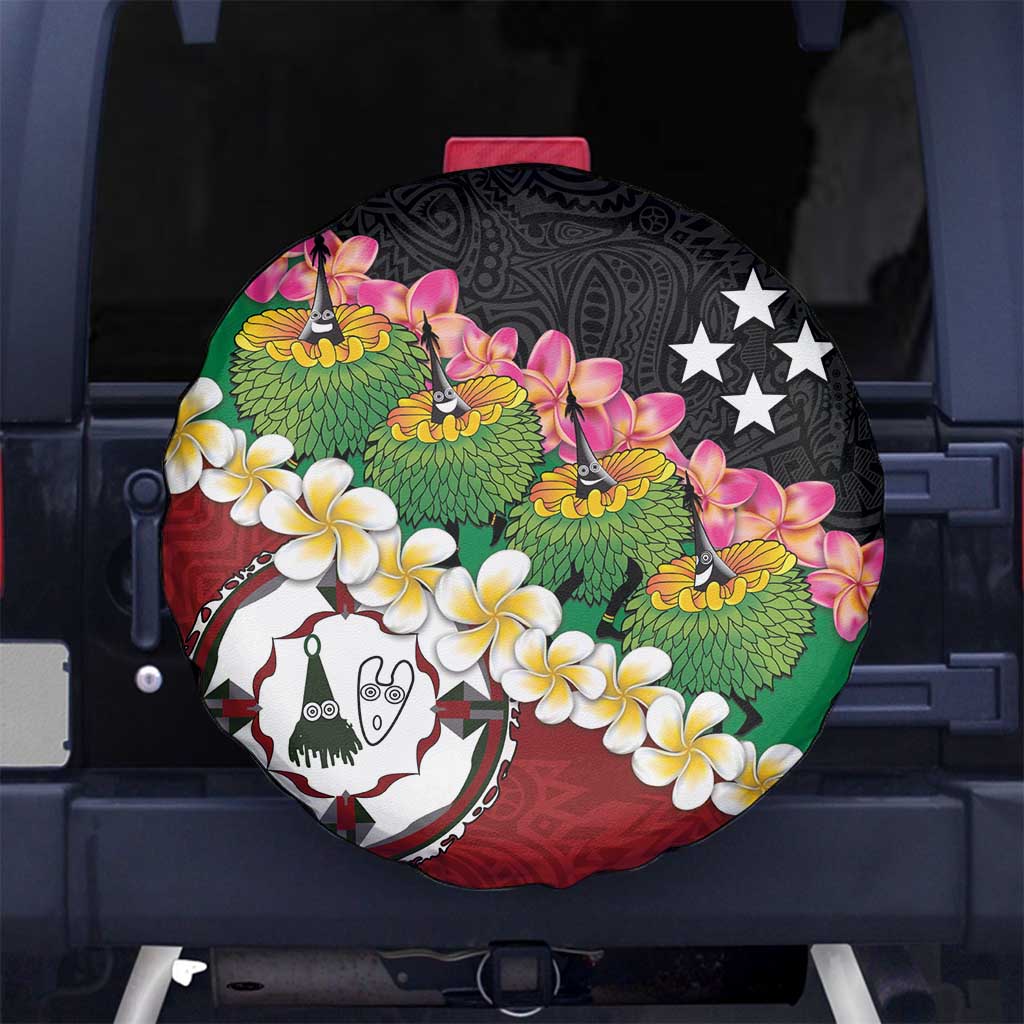 Frangipani Festival Rabaul East New Britain Spare Tire Cover Dukduk Dance With Plumeria LT14 No hole Red - Polynesian Pride