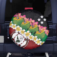 Frangipani Festival Rabaul East New Britain Spare Tire Cover Dukduk Dance With Plumeria LT14 No hole Red - Polynesian Pride