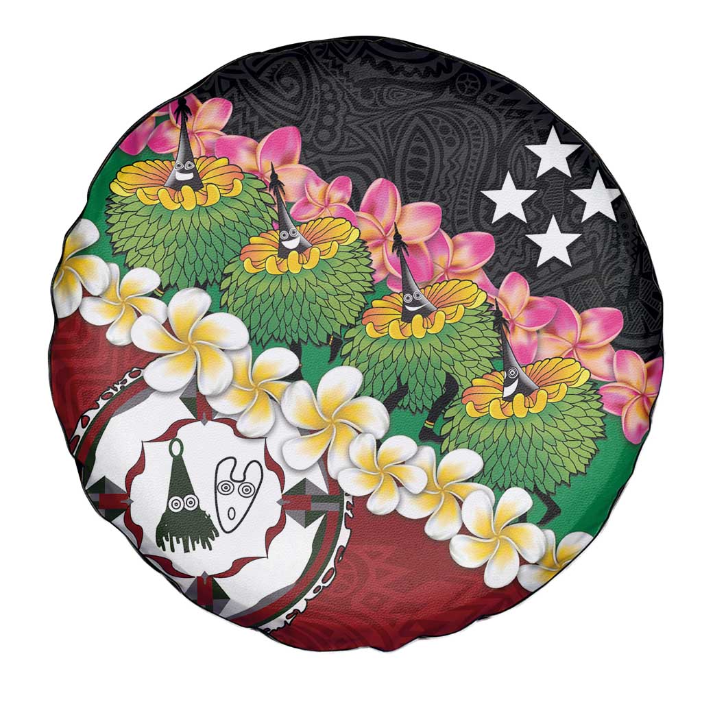 Frangipani Festival Rabaul East New Britain Spare Tire Cover Dukduk Dance With Plumeria LT14 - Polynesian Pride