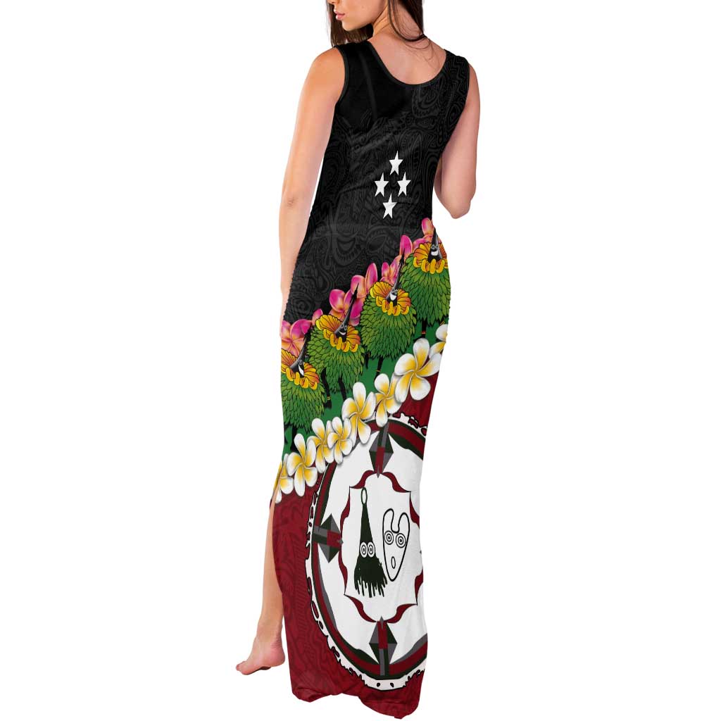 Frangipani Festival Rabaul East New Britain Tank Maxi Dress Dukduk Dance With Plumeria LT14 - Polynesian Pride