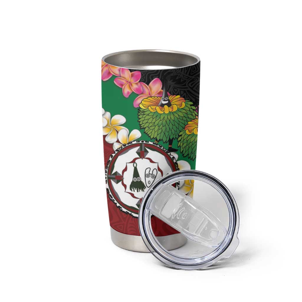 Frangipani Festival Rabaul East New Britain Tumbler Cup Dukduk Dance With Plumeria LT14 - Polynesian Pride