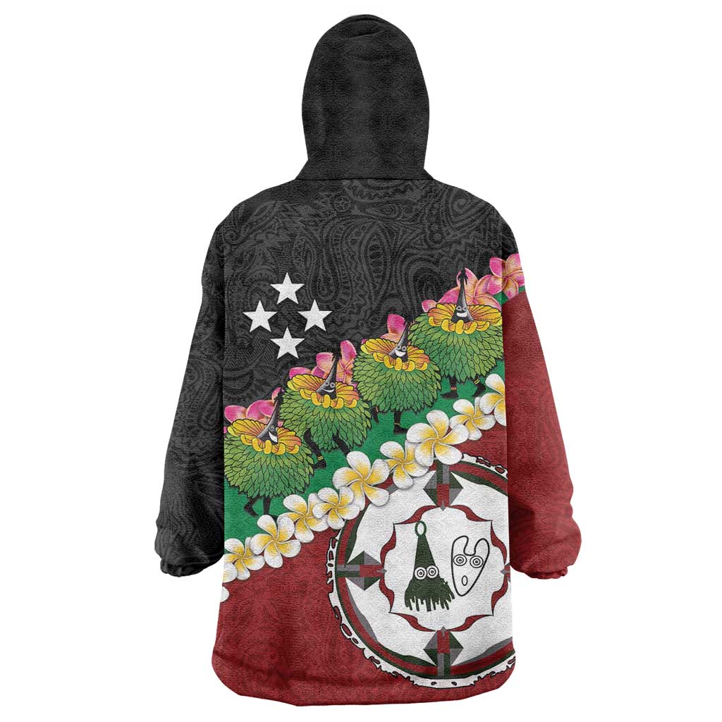 Frangipani Festival Rabaul East New Britain Wearable Blanket Hoodie Dukduk Dance With Plumeria LT14 - Polynesian Pride