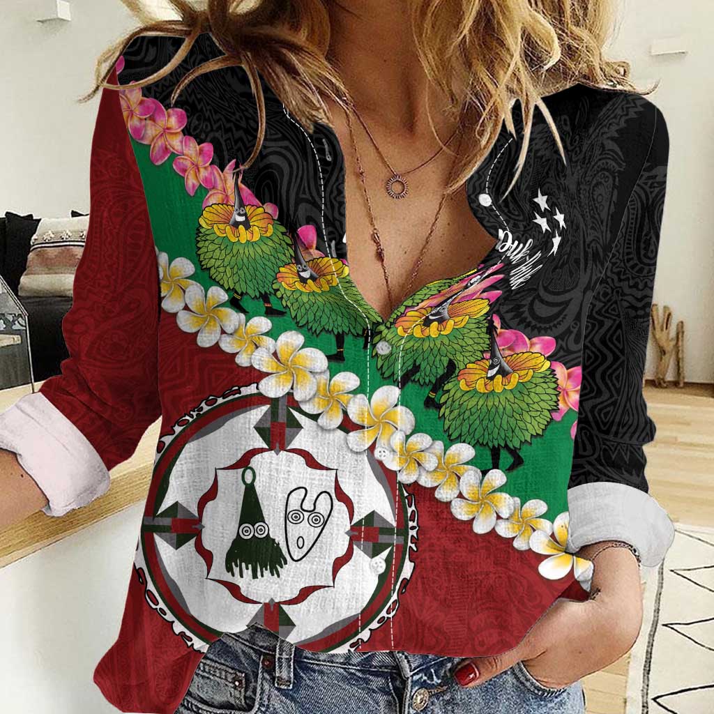 Frangipani Festival Rabaul East New Britain Women Casual Shirt Dukduk Dance With Plumeria LT14 Female Red - Polynesian Pride