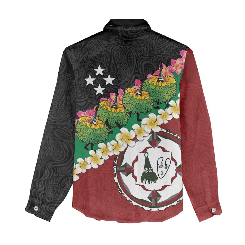 Frangipani Festival Rabaul East New Britain Women Casual Shirt Dukduk Dance With Plumeria LT14 - Polynesian Pride