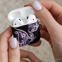 Purple Black Aloha Hawaii AirPods Case Polynesian Shark Tattoo Plumeria LT14 - Polynesian Pride