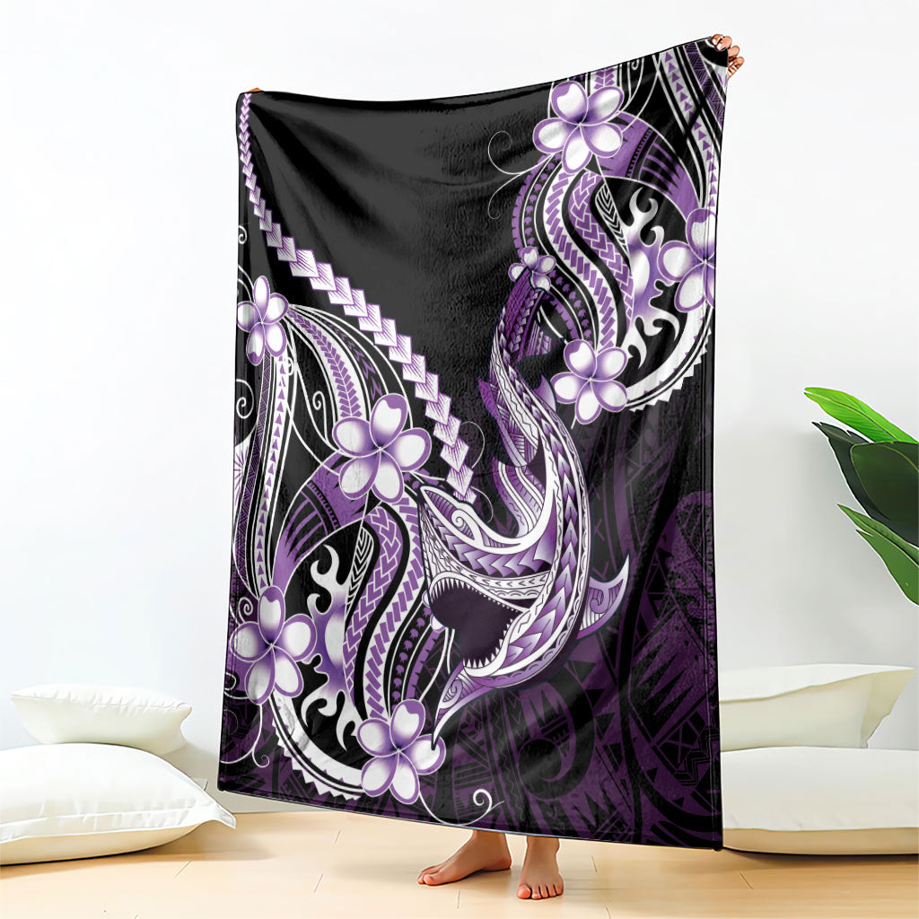 Purple Black Aloha Hawaii Blanket Polynesian Shark Tattoo Plumeria
