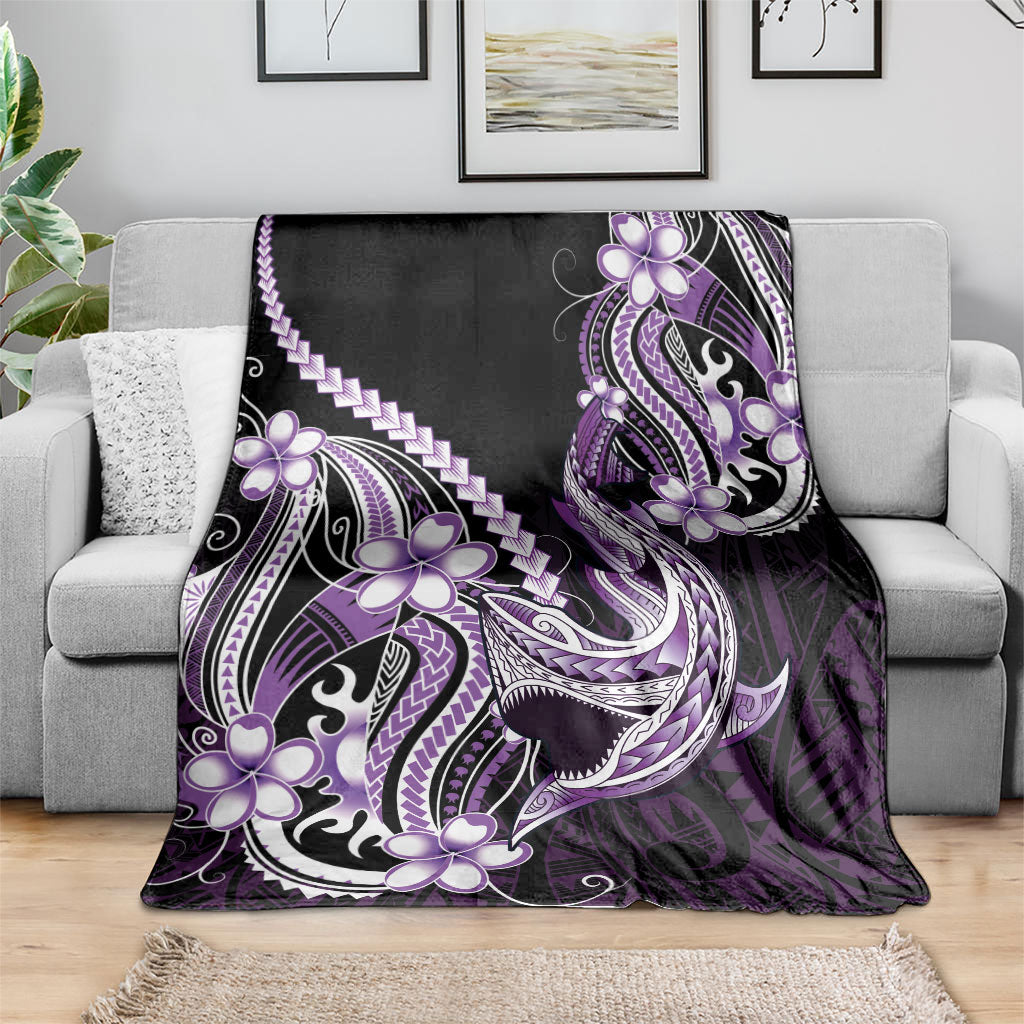 Purple Black Aloha Hawaii Blanket Polynesian Shark Tattoo Plumeria
