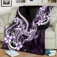 Purple Black Aloha Hawaii Blanket Polynesian Shark Tattoo Plumeria