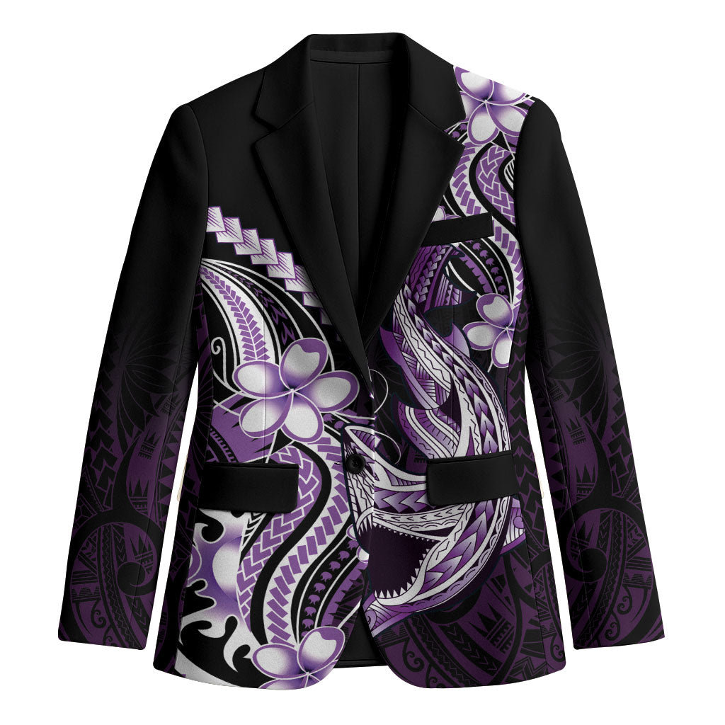 Purple Black Aloha Hawaii Blazer Polynesian Shark Tattoo Plumeria