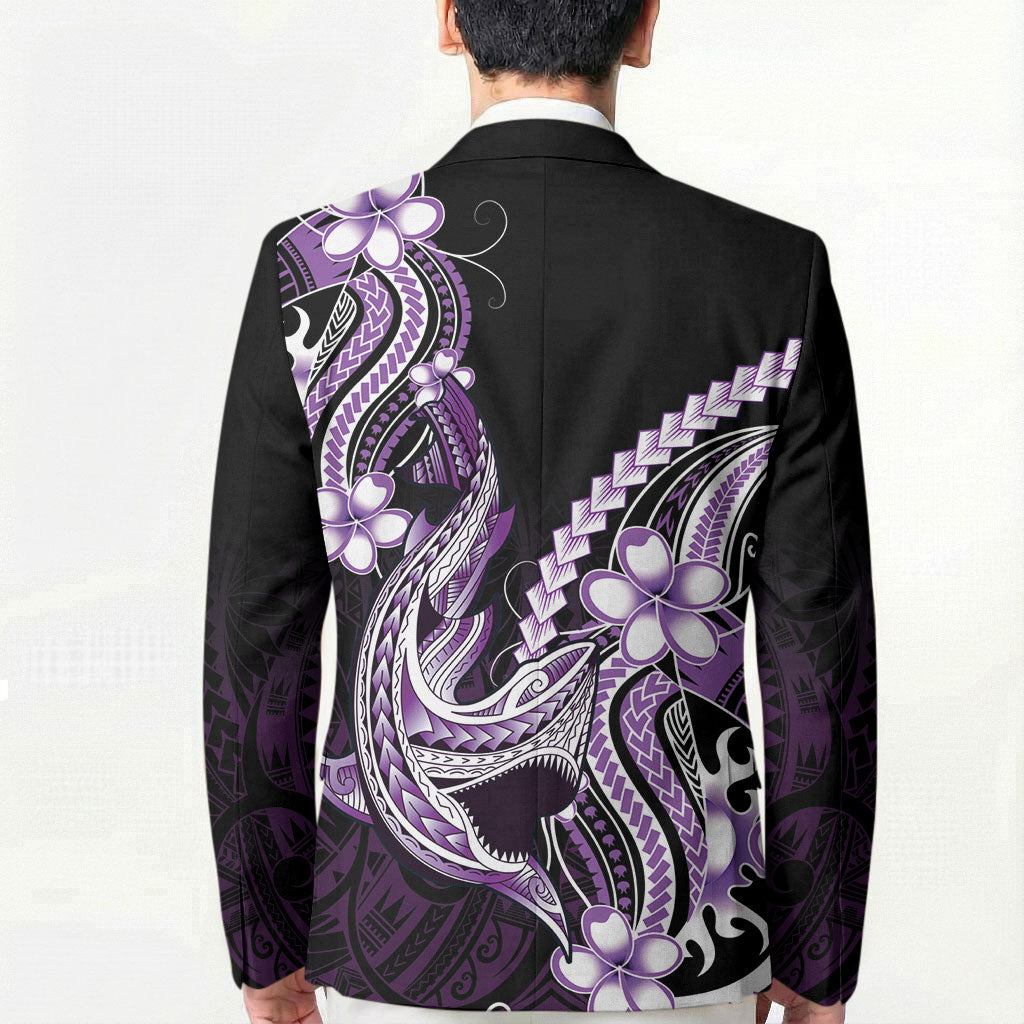 Purple Black Aloha Hawaii Blazer Polynesian Shark Tattoo Plumeria