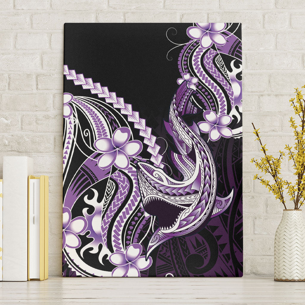 Purple Black Aloha Hawaii Canvas Wall Art Polynesian Shark Tattoo Plumeria