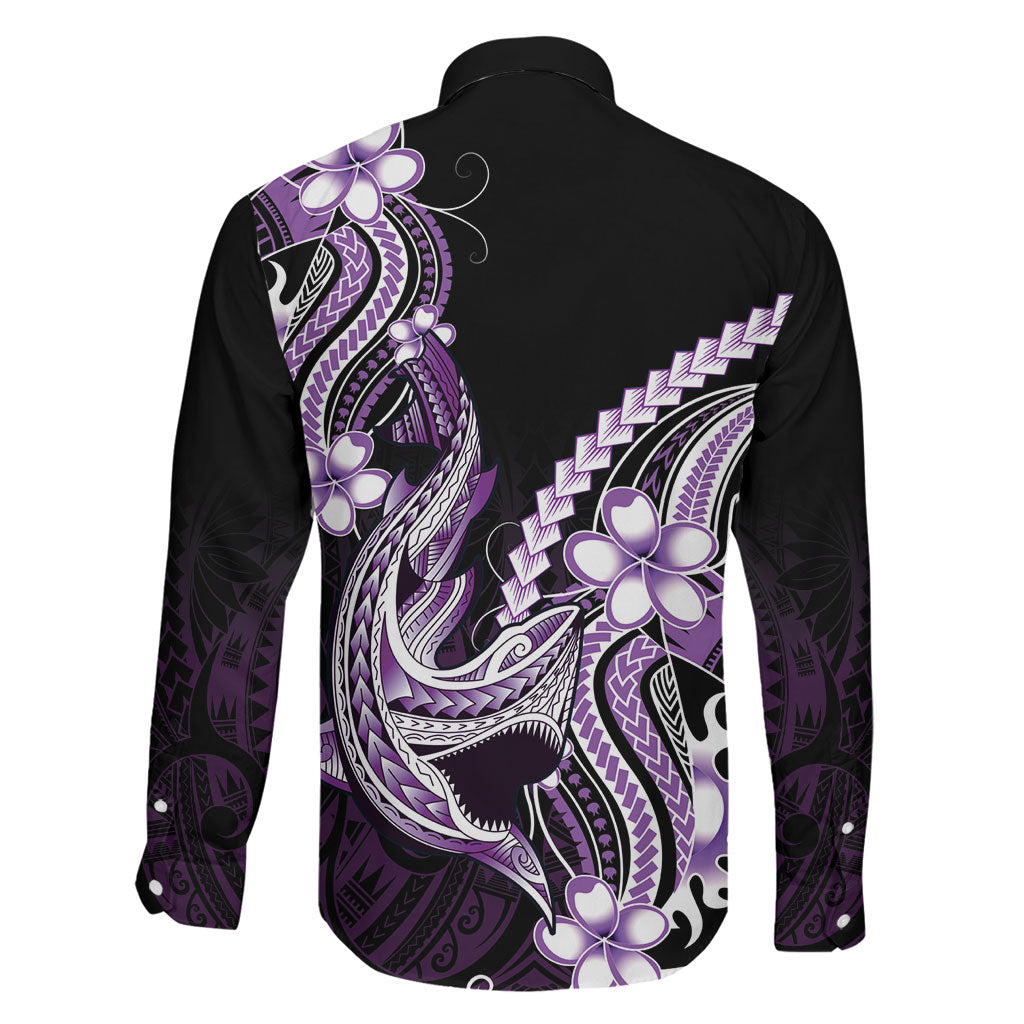 Purple Black Aloha Hawaii Family Matching Mermaid Dress and Hawaiian Shirt Polynesian Shark Tattoo Plumeria LT14 - Polynesian Pride