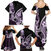 Purple Black Aloha Hawaii Family Matching Summer Maxi Dress and Hawaiian Shirt Polynesian Shark Tattoo Plumeria LT14 - Polynesian Pride