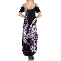 Purple Black Aloha Hawaii Family Matching Summer Maxi Dress and Hawaiian Shirt Polynesian Shark Tattoo Plumeria LT14 - Polynesian Pride