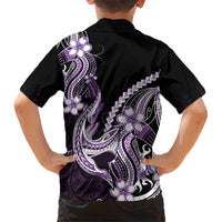 Purple Black Aloha Hawaii Family Matching Tank Maxi Dress and Hawaiian Shirt Polynesian Shark Tattoo Plumeria LT14 - Polynesian Pride