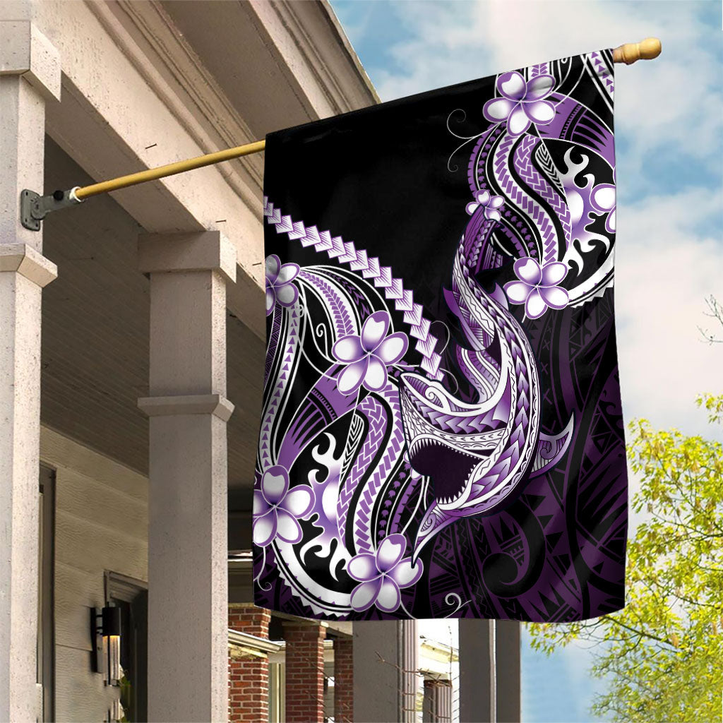 Purple Black Aloha Hawaii Garden Flag Polynesian Shark Tattoo Plumeria