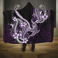Purple Black Aloha Hawaii Hooded Blanket Polynesian Shark Tattoo Plumeria