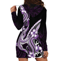 Purple Black Aloha Hawaii Hoodie Dress Polynesian Shark Tattoo Plumeria LT14 - Polynesian Pride
