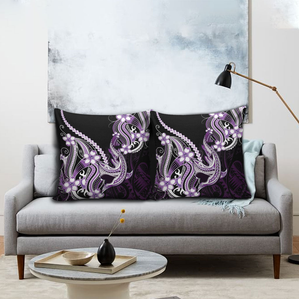 Purple Black Aloha Hawaii Pillow Cover Polynesian Shark Tattoo Plumeria LT14 - Polynesian Pride