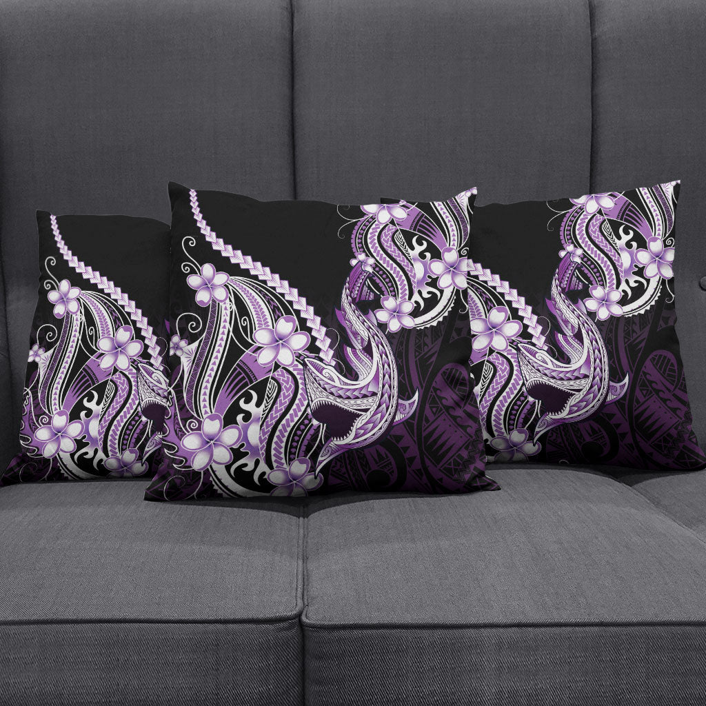 Purple Black Aloha Hawaii Pillow Cover Polynesian Shark Tattoo Plumeria LT14 - Polynesian Pride