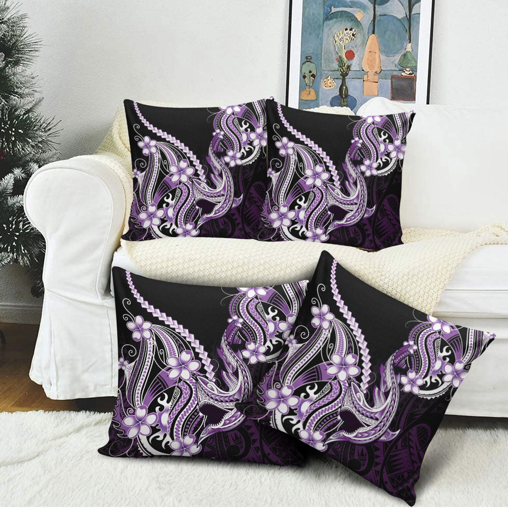 Purple Black Aloha Hawaii Pillow Cover Polynesian Shark Tattoo Plumeria LT14 - Polynesian Pride