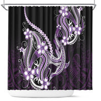 Purple Black Aloha Hawaii Shower Curtain Polynesian Shark Tattoo Plumeria