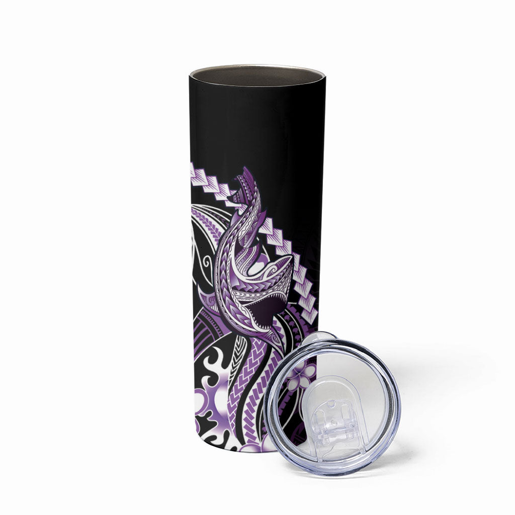Purple Black Aloha Hawaii Skinny Tumbler Polynesian Shark Tattoo Plumeria LT14 - Polynesian Pride