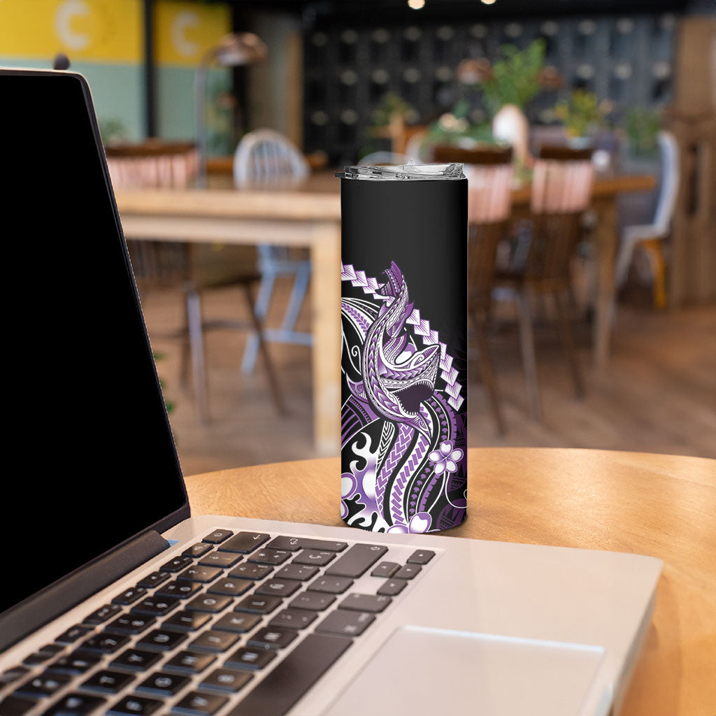 Purple Black Aloha Hawaii Skinny Tumbler Polynesian Shark Tattoo Plumeria LT14 - Polynesian Pride