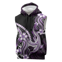 Purple Black Aloha Hawaii Sleeveless Hoodie Polynesian Shark Tattoo Plumeria LT14 Purple - Polynesian Pride