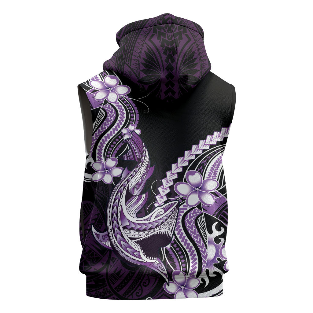 Purple Black Aloha Hawaii Sleeveless Hoodie Polynesian Shark Tattoo Plumeria LT14 - Polynesian Pride
