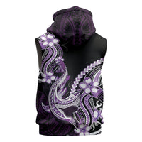 Purple Black Aloha Hawaii Sleeveless Hoodie Polynesian Shark Tattoo Plumeria LT14 - Polynesian Pride