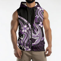 Purple Black Aloha Hawaii Sleeveless Zip Hoodie Polynesian Shark Tattoo Plumeria LT14 - Polynesian Pride