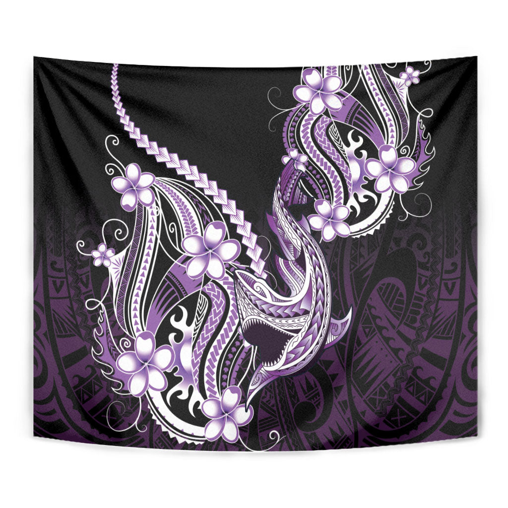 Purple Black Aloha Hawaii Tapestry Polynesian Shark Tattoo Plumeria