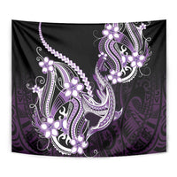 Purple Black Aloha Hawaii Tapestry Polynesian Shark Tattoo Plumeria