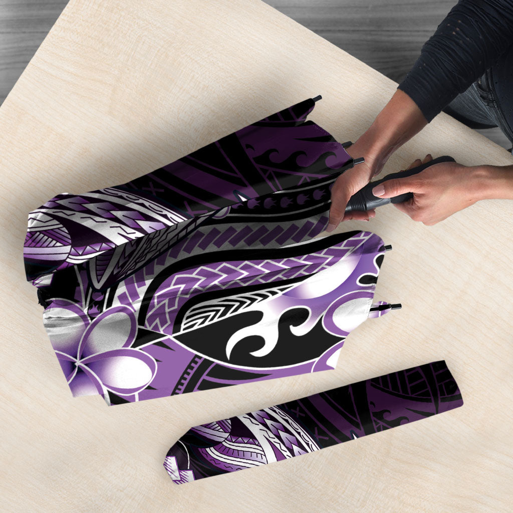 Purple Black Aloha Hawaii Umbrella Polynesian Shark Tattoo Plumeria