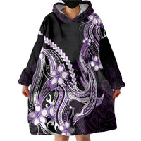 Purple Black Aloha Hawaii Wearable Blanket Hoodie Polynesian Shark Tattoo Plumeria LT14 - Polynesian Pride