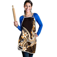 Orange Black Aloha Hawaii Apron Polynesian Shark Tattoo Plumeria