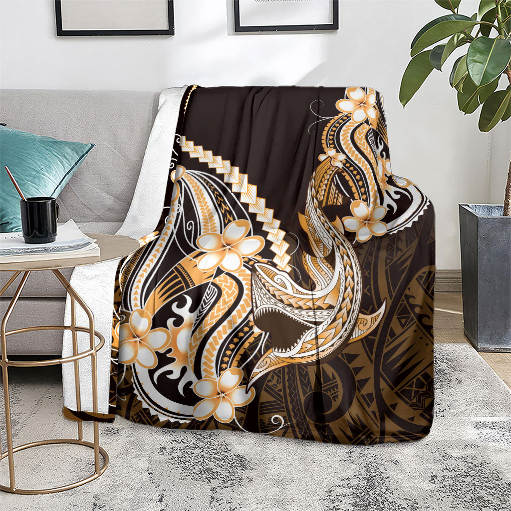 Orange Black Aloha Hawaii Blanket Polynesian Shark Tattoo Plumeria