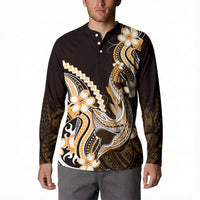 Orange Black Aloha Hawaii Button Sweatshirt Polynesian Shark Tattoo Plumeria