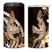 Orange Black Aloha Hawaii 4 in 1 Can Cooler Tumbler Polynesian Shark Tattoo Plumeria LT14 One Size: 16 oz Orange - Polynesian Pride