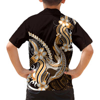 Orange Black Aloha Hawaii Family Matching Summer Maxi Dress and Hawaiian Shirt Polynesian Shark Tattoo Plumeria LT14 - Polynesian Pride