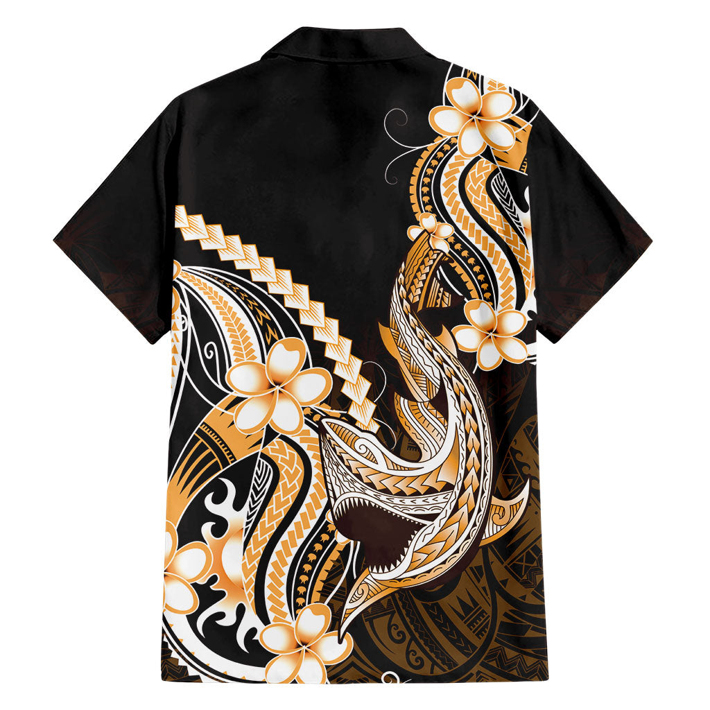 Orange Black Aloha Hawaii Family Matching Tank Maxi Dress and Hawaiian Shirt Polynesian Shark Tattoo Plumeria LT14 - Polynesian Pride