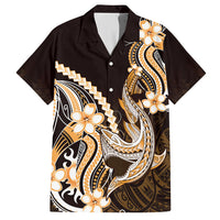 Orange Black Aloha Hawaii Hawaiian Shirt Polynesian Shark Tattoo Plumeria