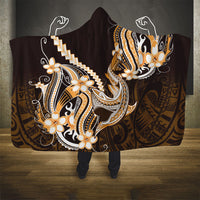 Orange Black Aloha Hawaii Hooded Blanket Polynesian Shark Tattoo Plumeria LT14 - Polynesian Pride