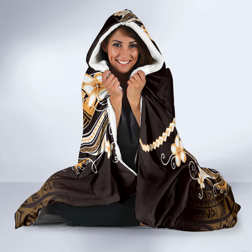 Orange Black Aloha Hawaii Hooded Blanket Polynesian Shark Tattoo Plumeria LT14 - Polynesian Pride