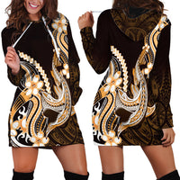Orange Black Aloha Hawaii Hoodie Dress Polynesian Shark Tattoo Plumeria LT14 - Polynesian Pride